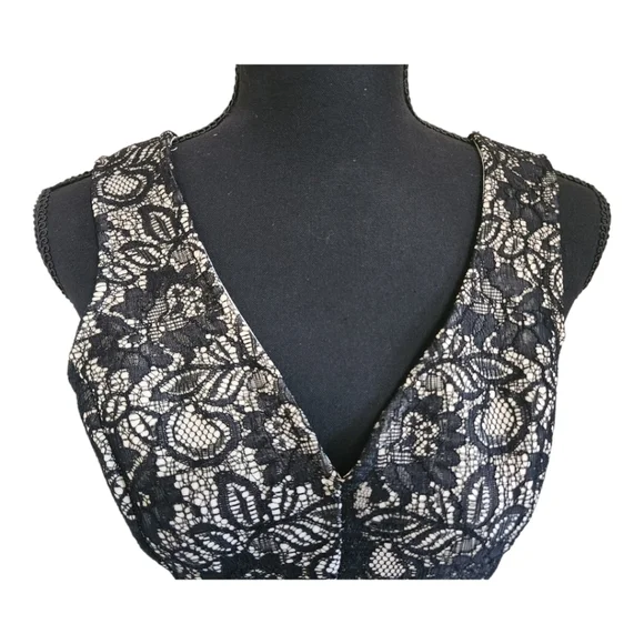 UNBRANDED sleeveless fit & flare lace mini dress cream black size small - Picture 3 of 6